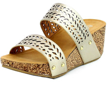 Refresh Footwear Women's Slip On Laser Cut Platform Sandal