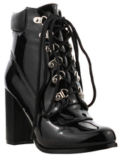 Cape Robbin Women's Padded Collar Lace-Up Chunky Stacked Block Heel Ankle Bootie