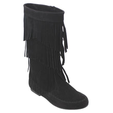Refresh AD38 Women's Fringe Moccasin Flat Heel Zipper Under Knee High Boots