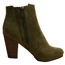 Breckelle's Women's Sueded Elastic Panel Inner Zip Chunky Heel Bootie