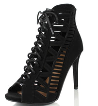 Paprika Women's Tinley Peep Toe Cut Out Corset Lace Up Stiletto Heel Dress Sandal