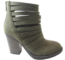 Soda Women's Kelly Cut Out Strappy Stacked Chunky Ankle Bootie
