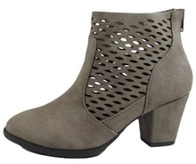 City Classified Women's Miami Perforated Laser Cut Chunky Heel Bootie