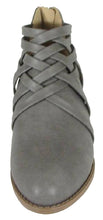 City Classified Women's Woven Strappy Cut Out Chunky Stacked Heel Ankle Bootie