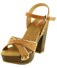 Refresh Footwear Women's Snake Print Metallic Crisscross Platform Sandal