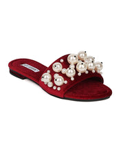 Women Velvet Faux Pearl Sandal - Casual, Dressy, Trendy - Pearl Slide - GH30 By Cape Robbin
