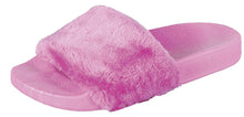 Forever Link Women's Faux Fur Slip On Flip Flop Slide Sandal
