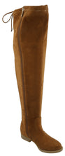 Top Moda Women's Over the Knee Drawstring Stretch Flat Block Heel Boot