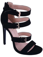 Glaze Women's Strappy Buckle Zip Back Heeled Sandal