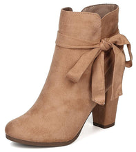 Breckelle's Women's Wrap Around Bow Chunky Stacked Wrapped Heel Ankle Bootie