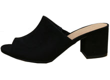 Wild Diva Women's Slip On Peep Toe Stacked Chunky Heel Mule