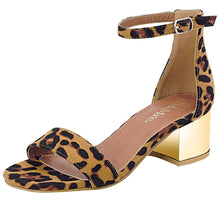 Bella Marie Women's Strappy Metallic Block Heel Sandal