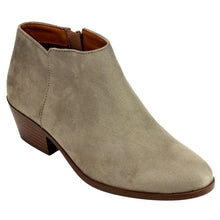 Soda Women's Round Toe Faux Suede Stacked Heel Western Ankle Bootie