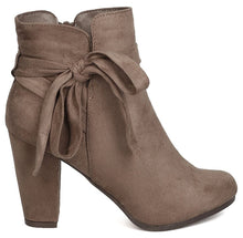 Breckelle's Women's Wrap Around Bow Chunky Stacked Wrapped Heel Ankle Bootie