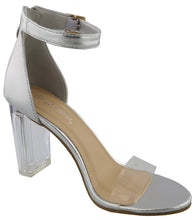 Top Moda Women's Clear Ankle Strappy Chunky Lucite High Heel Back Zip Sandal