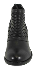 Soda Women's Geometric Laser Cutout Low Chunky Stacked Heel Ankle Bootie
