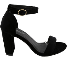 Top Moda Women's Velvet Strappy Open Toe Mary Jane Platform Sandal