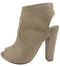 Delicious Peep Toe Open Back Heel Stacked Platform Chunky Heel Bootie