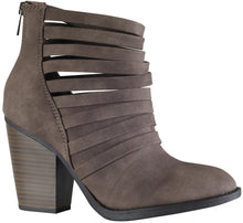 Soda Women's Kelly Cut Out Strappy Stacked Chunky Ankle Bootie