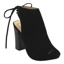 Chase & Chloe EC79 Women's Back Lace Up Cut Out High Block Heel Ankle Booties