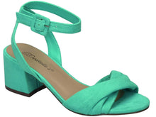 Breckelle's Women's Strappy Twist Front Open Toe Block Heel Sandal