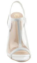 Elegant Footwear Women's Clear Lucite T-Strap Slingback Chunky Heel Sandal