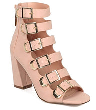 Breckelle's Ali-21 Women Buckled Block Heel Pump - Strappy Chunky Heel Sandals- Caged Peep High Top Pump - By Breckelles Collection