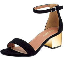 Bella Marie Women's Strappy Metallic Block Heel Sandal