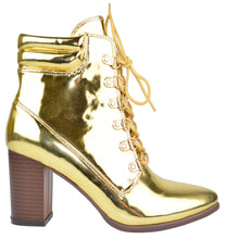 Chase & Chloe Women's Lace-Up Padded Collar Chunky Stacked Heel Ankle Bootie