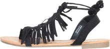 Anna by Anna Shoes Women's Ruffle-18 Fringe Tassel Ankle Wrap Flat Sandal