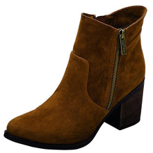 Breckelle's Women's Stacked Block Chunky Heel Closed Toe Bootie