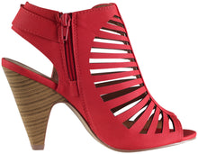 Delicious Shaky Womens Cut Out Strappy Buckle Sling Back Chunky High Heel Sandals