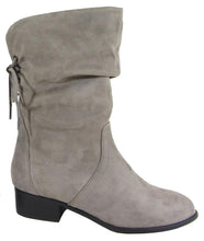 Soda Women's Slouch Back Tie Fold Over Cuff Low Stacked Heel Boot
