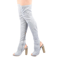 Cape Robbin CONNIE-1 Womens Lycra Over the Knee Thigh High Peep Toe Boots