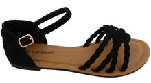 Top Moda Women's Braided Strappy Flat Sandal