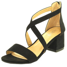 Refresh Footwear Women's Strappy Crisscross Front Zip Back Block Heel Sandal