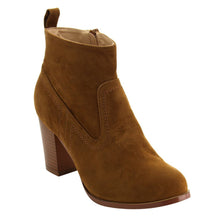 Chase & Chloe Emery-2 Women's Classic Side Zipper Mid Stacked Chunky Ankle Booties