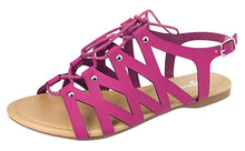 BELLA MARIE CHELSSI-10 Women's Lace Up Buckle Strap Gladiator Flat Sandals