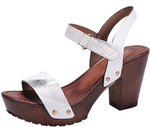 Nature Breeze Women's Snake Print Embossed Strappy Chunky Platform Heel Sandal