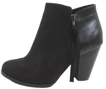 Soda FE69 Women's Classic Fringes Side Zipper Stacked Block Heel Ankle Booties
