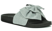 Refresh Footwear Women's Glitter Bow Slip On Slide Sandal