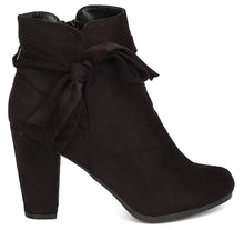 Breckelle's Women's Wrap Around Bow Chunky Stacked Wrapped Heel Ankle Bootie