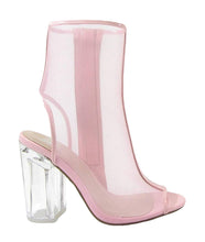 Delicious Women's Ope Toe Mesh Block Chunky Clear Perspex Heel Ankle Boot Bootie