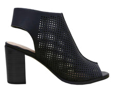Cambridge Select Women's Laser Cut Slingback Stacked Heel Pump Bootie