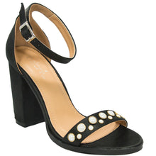 Betani Women's Ankle Strappy Faux Pearl Chunky Stacked Block Heel Sandal