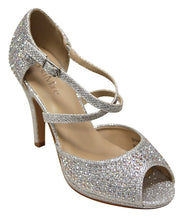 Bella Marie Shania-1 Women's peep toe rhinestone glitter crossing strap dance sandals