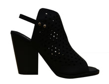 Nature Breeze Women's Perforated Cutout Chunky Stacked Block Heel Ankle Bootie