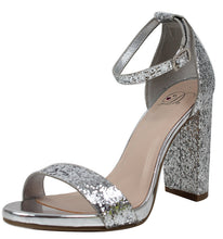 Delicious Women's Glitter Open Toe Ankle Strap Block Heel Sandal