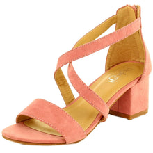 Refresh Footwear Women's Strappy Crisscross Front Zip Back Block Heel Sandal