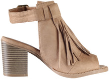 Soda Women's Oxford Fringe Tassel Peep Toe Buckle Slingback Bootie